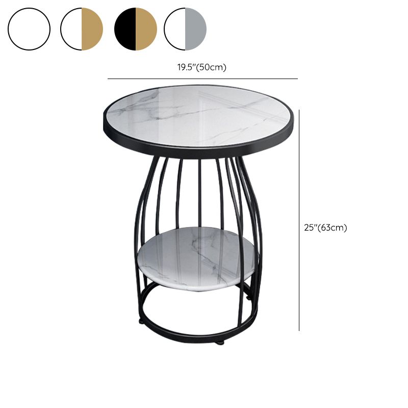 24.8 inch Tall Frame Metal Side Table with Shelf Glam Side End Table