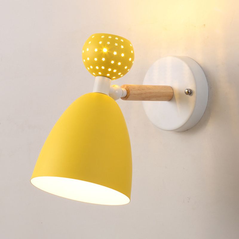 Contemporary Macaron Metal Wall Light Wood Lighting for Room Home