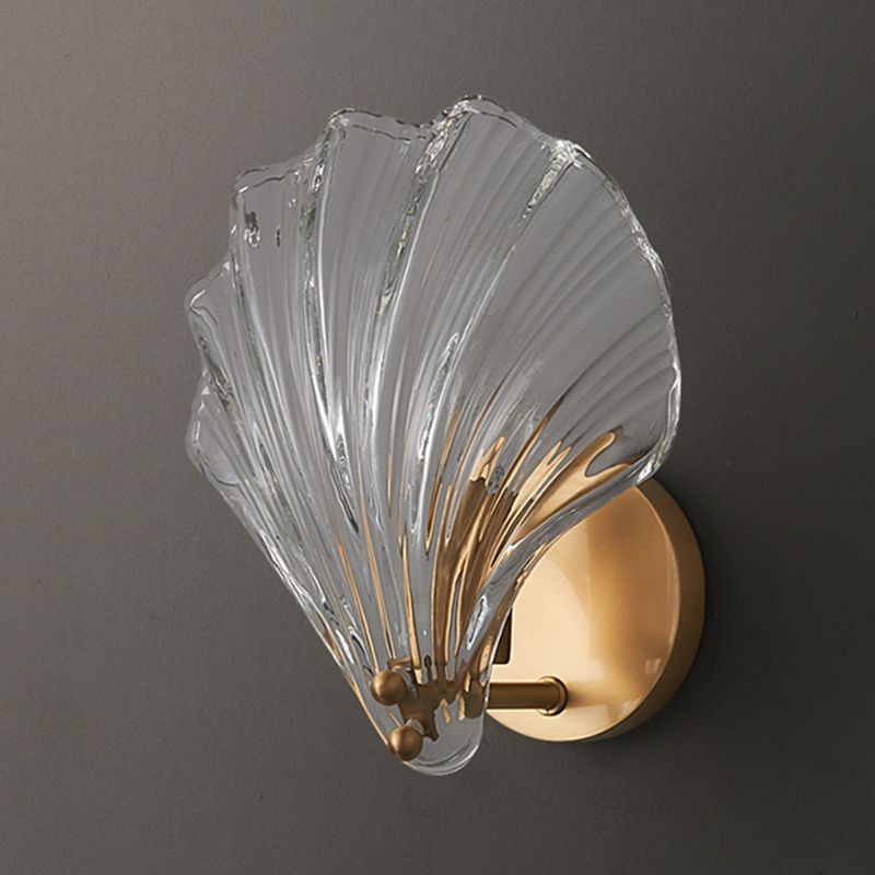 Nordic Style Wall Light Shell Shape Wall Lamp with Glass Shade for Bedroom