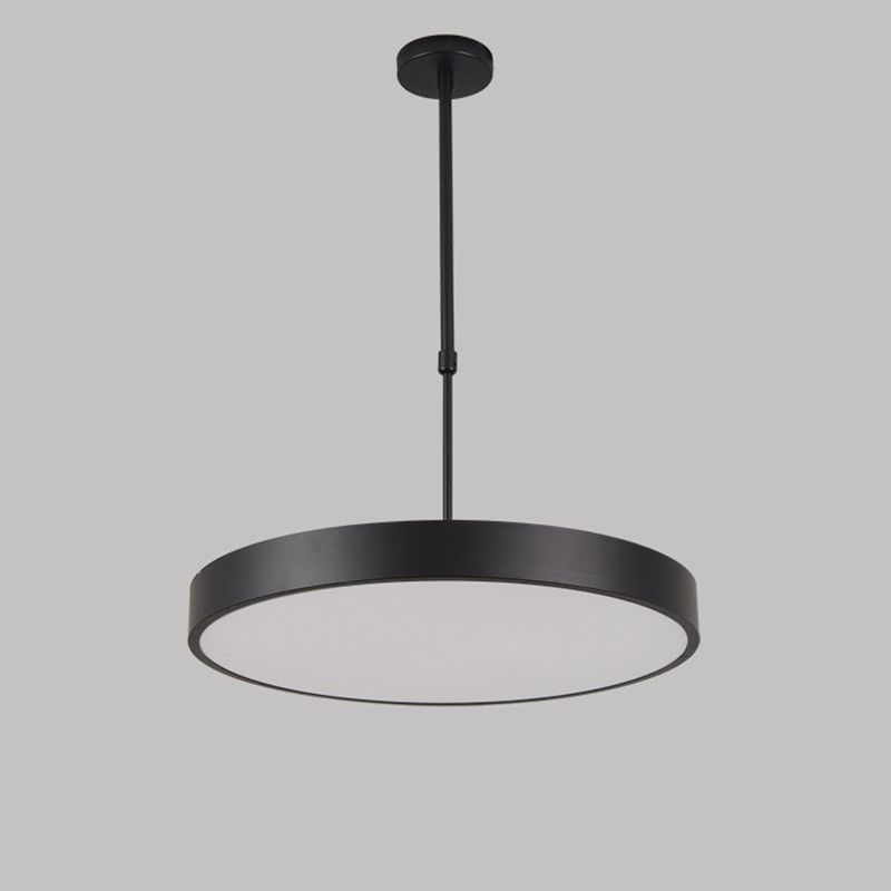 Lampada di sospensione rotonda in altezza regolabile Modern Metal Office LED Luce in nero in nero