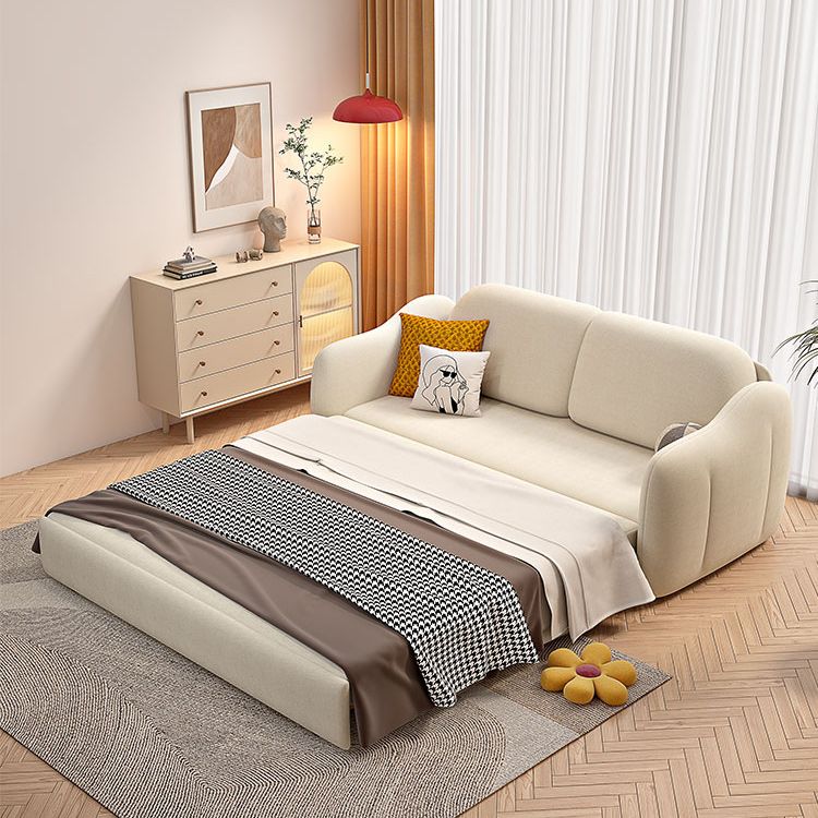 Beige Cushion Back Futon Foldable Pillow Included Sleeper Sofa