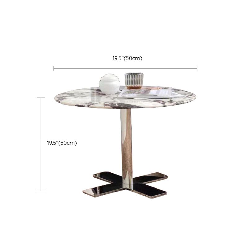 Rustic Sofa Side Accent Table Pedestal Metal Round Living Room Corner Table