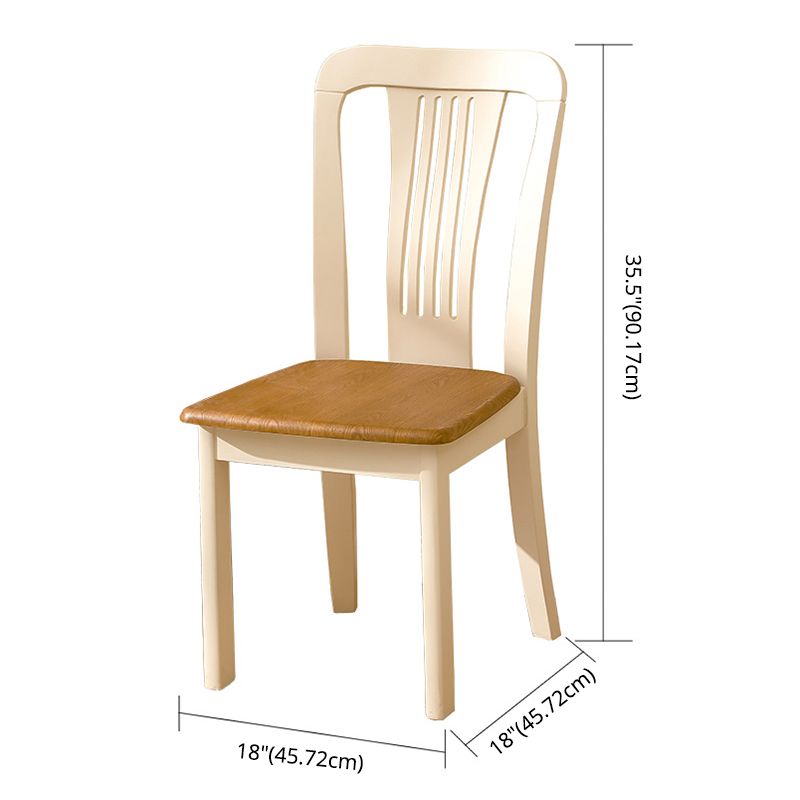 Traditional Solid Wood Dining Room Set with Rectangle Top and White Base Dining Furniture