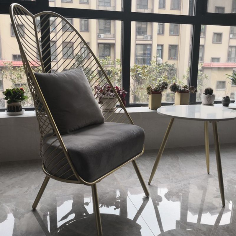Glam Style Armless with Pillow Back Cushioned Metal Base Accent Chair