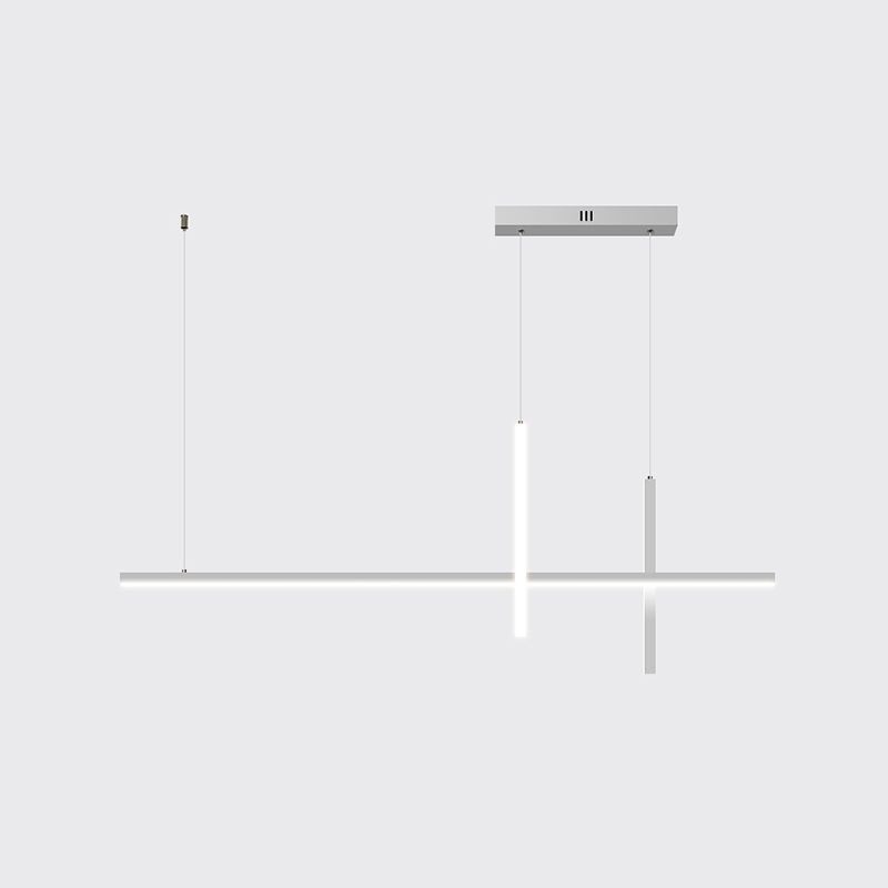 Modern Aluminium Island Lighting Fixtures Linear 3-Head Restaurant LED Suspension Lamp