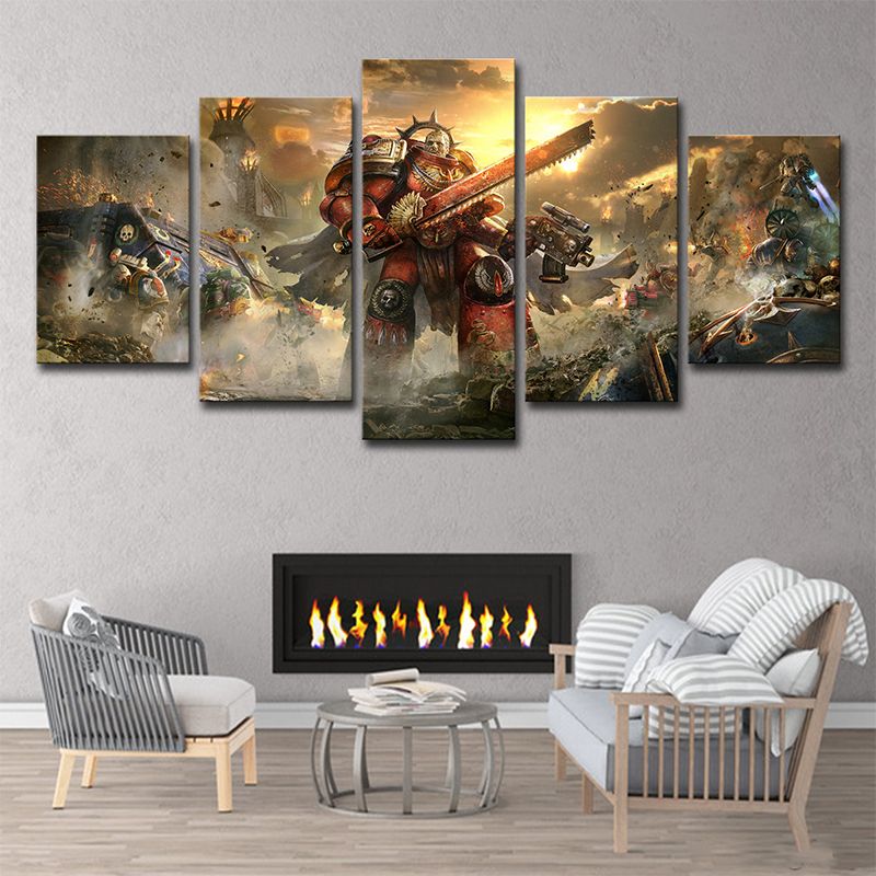 Warhammer Eternal Expedition Wall Art Yellow Kids Style Canvas Print for Boys Room