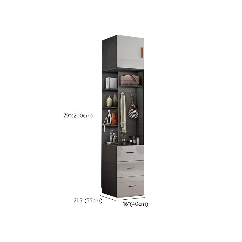 White Colour Wardrobe Contemporary Style Wooden Wardrobe Closet with Hinged Door