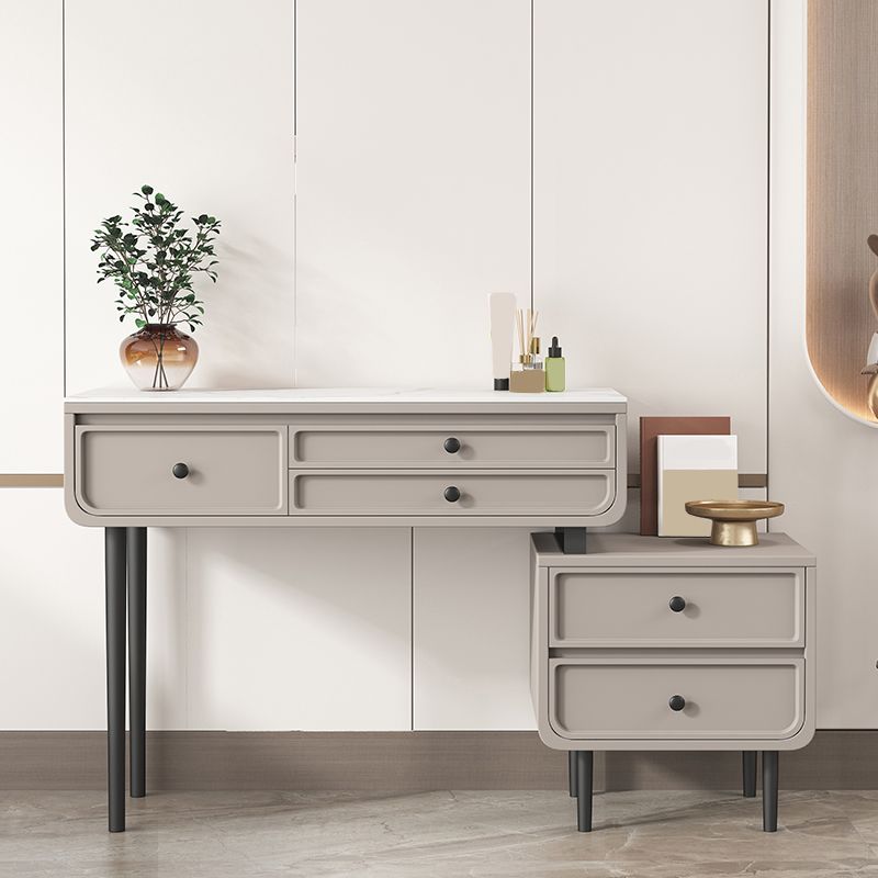 Glam Makeup Vanity Desk with Slate Top, Solid Wood Dressing Table