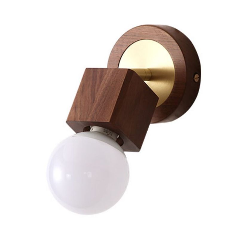 Nordic Style Wooden Wall Light Rectangle Shape Wall Lamp for Living Room