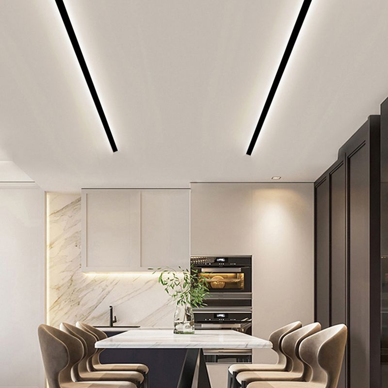 Linear Shape Metal Wall Lighting Modern 1 Light Wall Mounted Light Fixture in Black