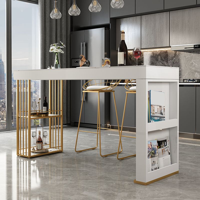 Modern Rectangle Bistro Bar Table Sintered Stone Storage Bar Table