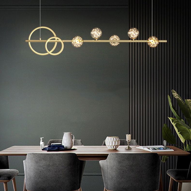 Modern 6/7-Light Golden Kitchen Island Lighting LED Unique Island Pendant Lighting