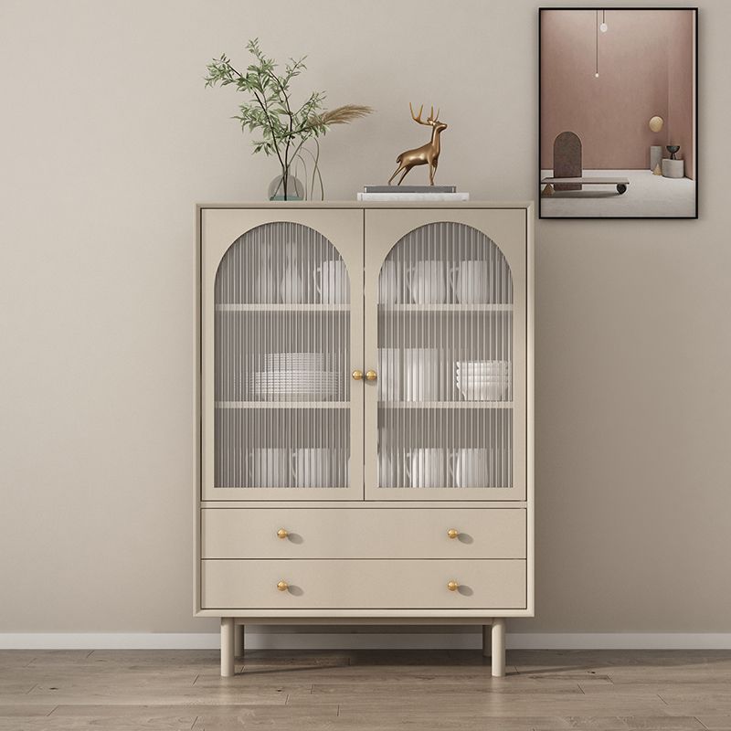 Contemporary Solid Wood Accent Cabinet Beige 2/4-Drawer Chest with Rattan Accent