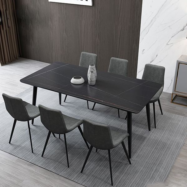 Contemporary Rectangle Dining Table Sintered Stone Dining Table in Black