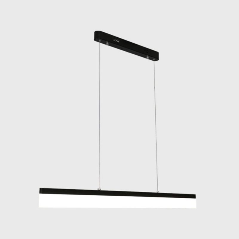 1 Light Linear Island Light Fixture Modernism Metal Island Pendant Lights in Black