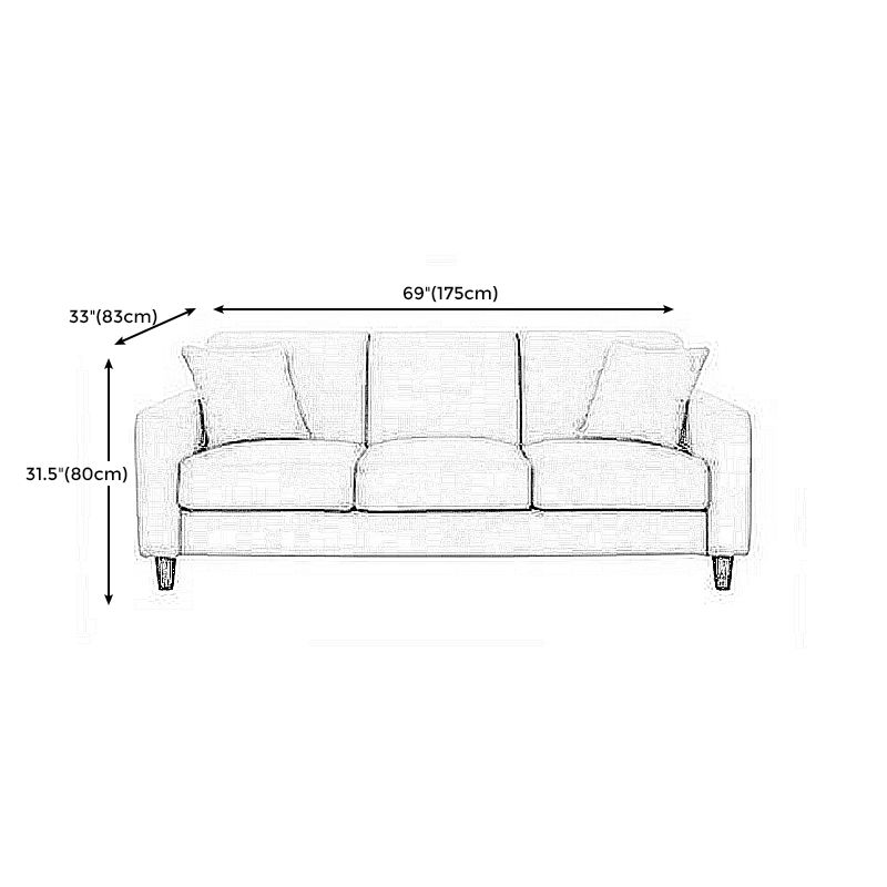Contemporary Velvet/Linen Couch Square Arm Sofa with Loose Back