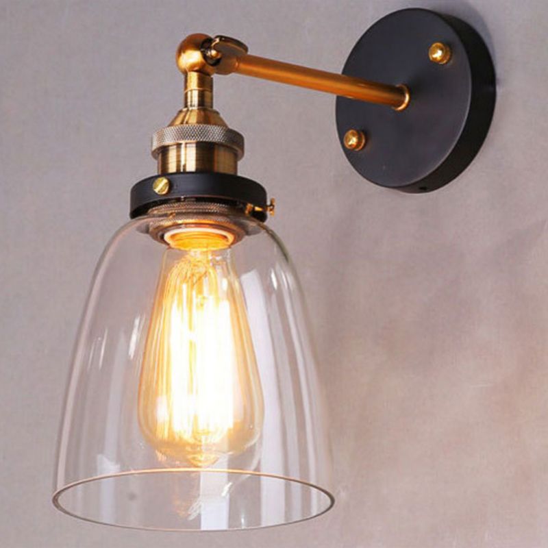 Vintage Industrial Geometric Wall Mount Lighting Clear Glass Wall Mounted Light Fixture for Bedside