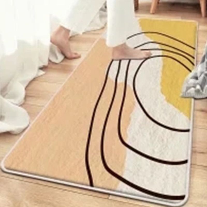 Beige Modern Rug Polyester Color Piece Rug Non-Slip Backing Rug for Living Room
