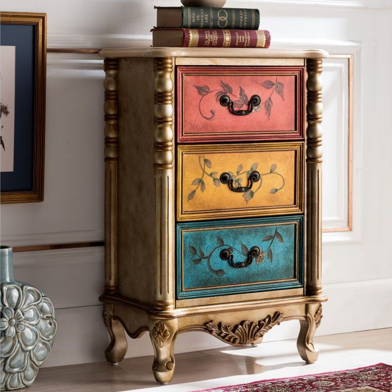 Traditional Vertical Lingerie Chest Rubber Wood Storage Bachelor Chest for Bedroom