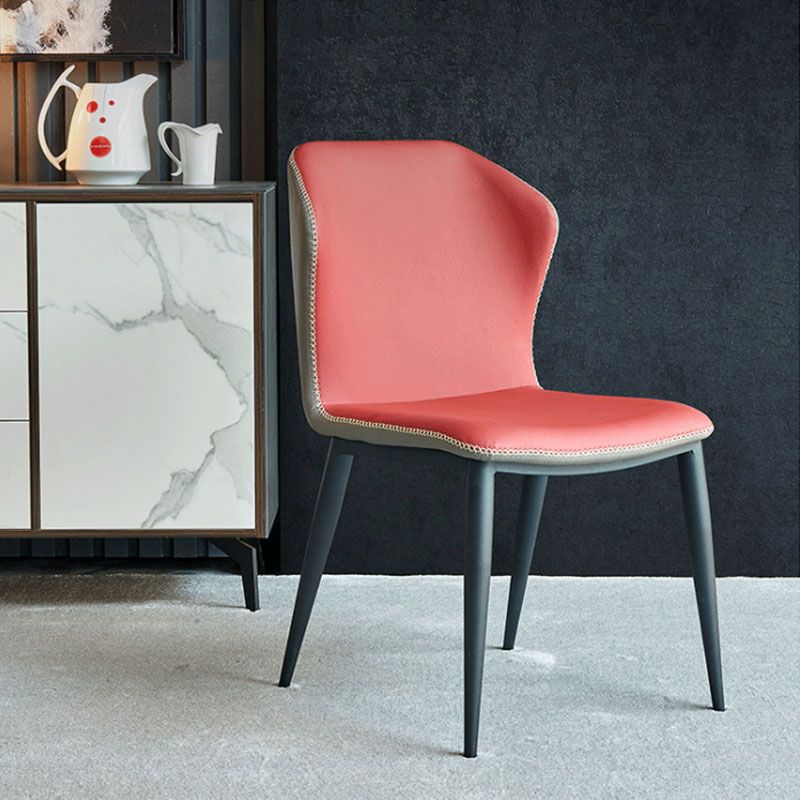 Industrial Design Wingback Armless Chairs Faux Leather Dining Chairs