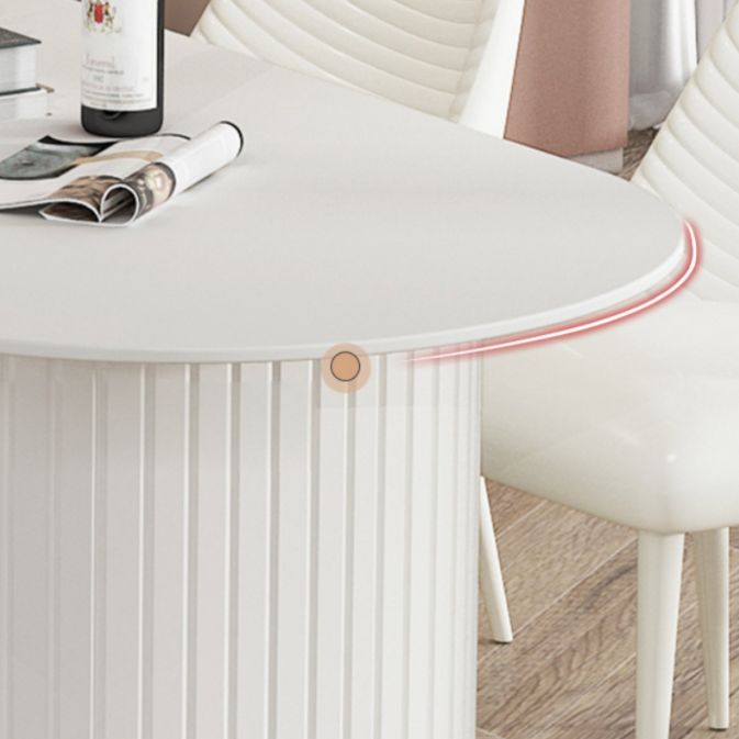 Modern Stone Top Dinette Table Solid Wood Double Pedestal Table in White