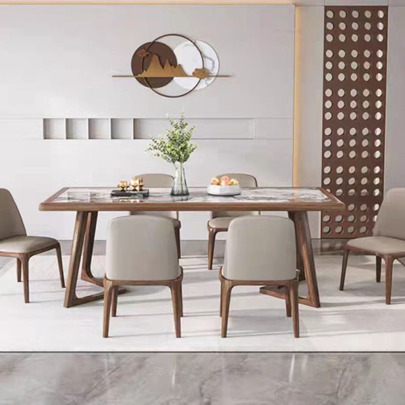 Rectangular Modern Dining Table Set 1/4/7 Pcs Dinette Set with Solid Wood Frame