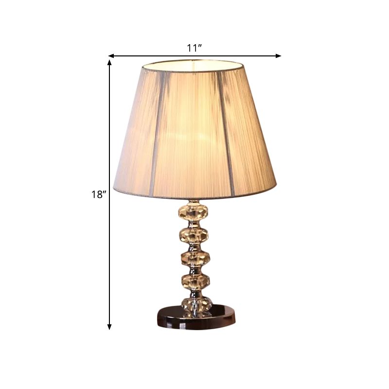 Lampada notturna di cristallo sfaccettato classico 1 scrivania camera da letto in lampadina in cromo con tonalità in tessuto conico
