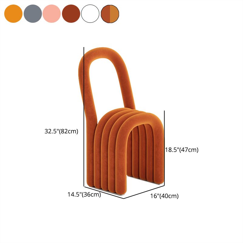 Modern Style Side Chair Velvet Open Back Armless Dining Chair for Home