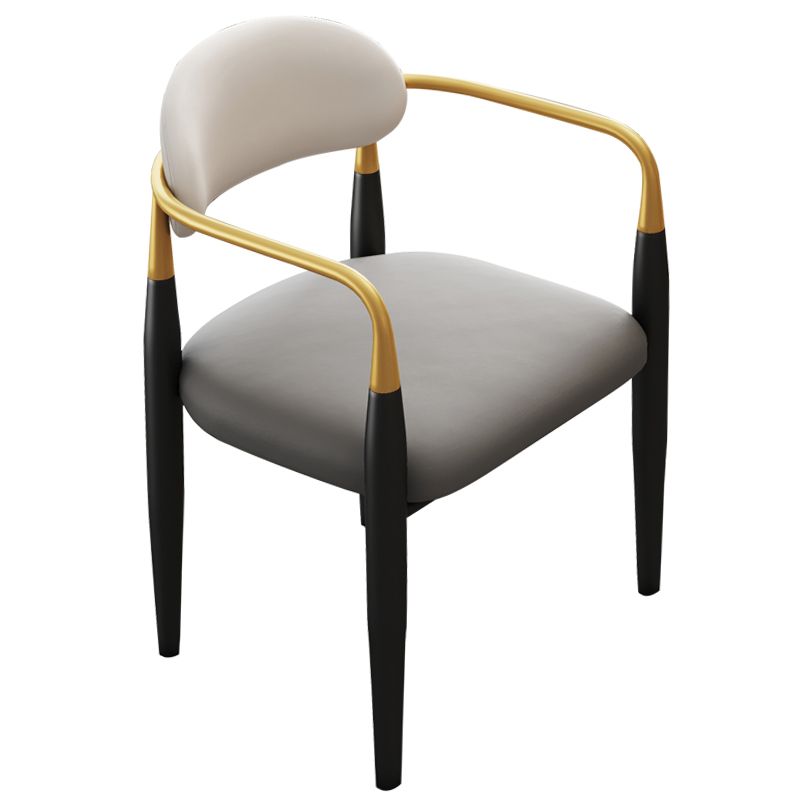 Contemporary Upholstered Arm Chair Home Metal Legs Dining Chair