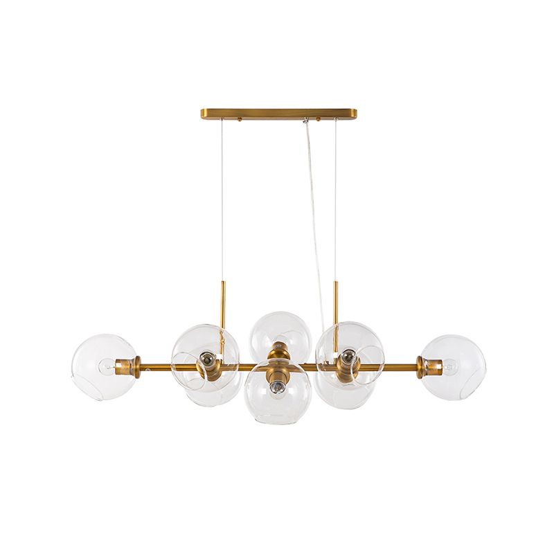Moderne metalen eiland verlichtingsarmaturen 8-head restaurant Hangende lampen met Globe Glass Shade