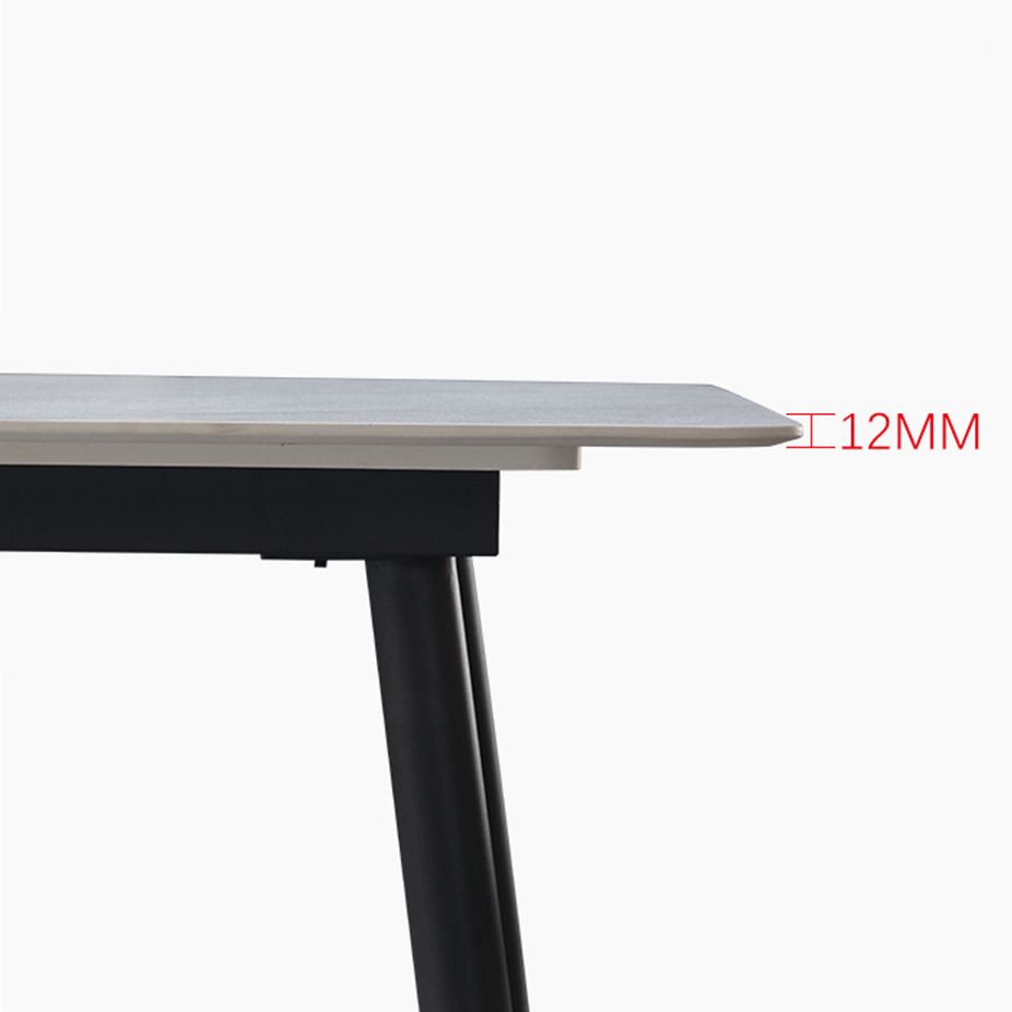 Metal Industrial Rectangle Dining Table Sintered Stone Top Table with Legs