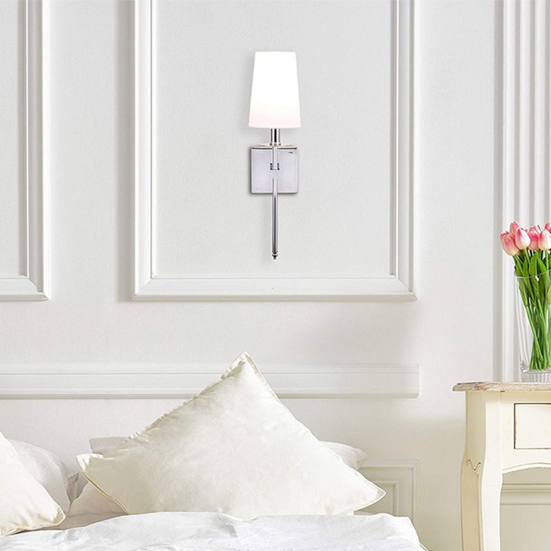 Contemporary Single Polished Bathroom Vanity Light Fabric Shaded Bath Bar