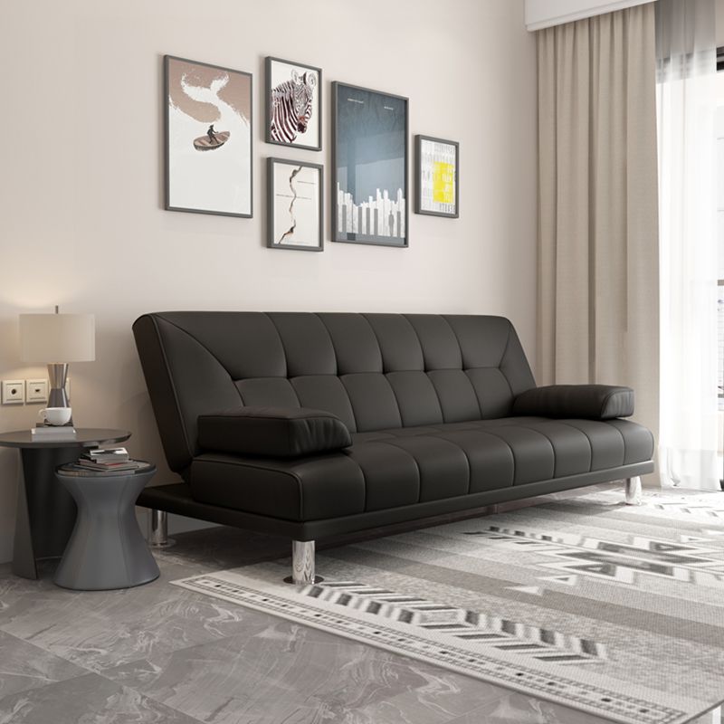 33.46" Wide Sofa Faux Leather Convertible Sofa with Biscuit Back