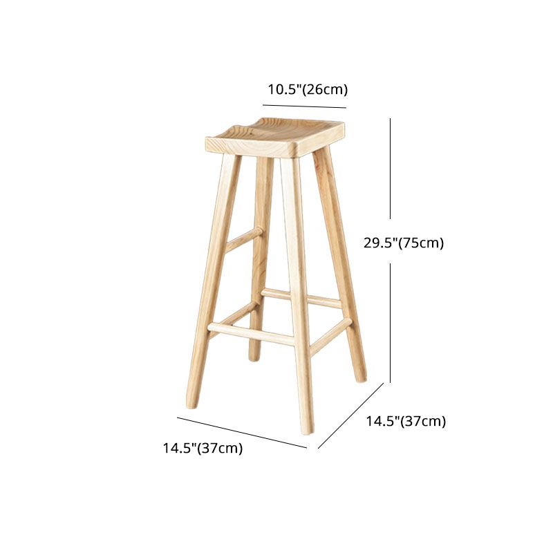 Modern Armless Backless Counter Stool Wood Milk Tea Shop Bar Stool with Seat