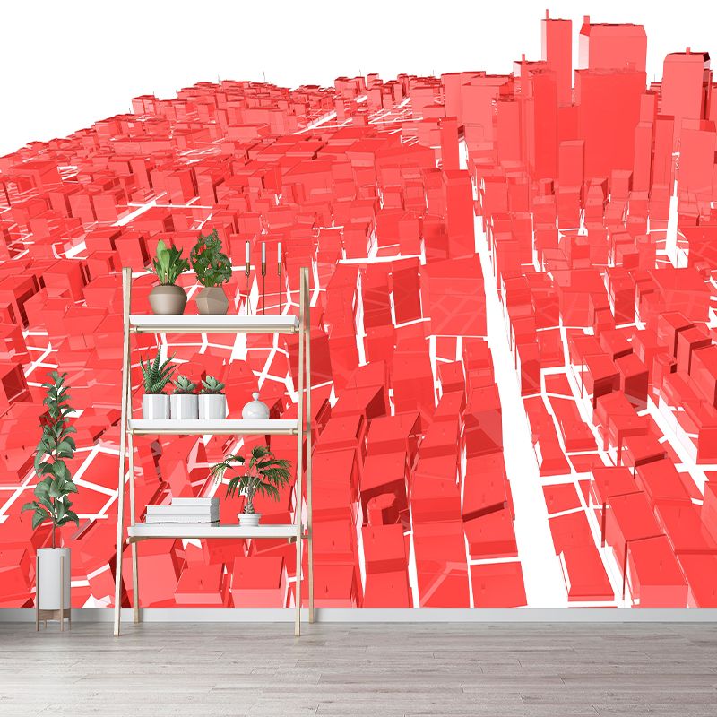 Building Illustration Mural Personalized Size Wall Covering for Meeting Room