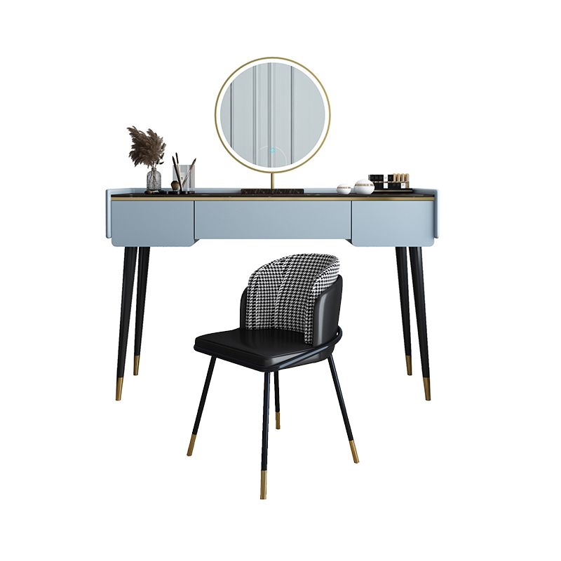 Glam Wooden Frame Dressing Table Slate Top Vanity with Drawers