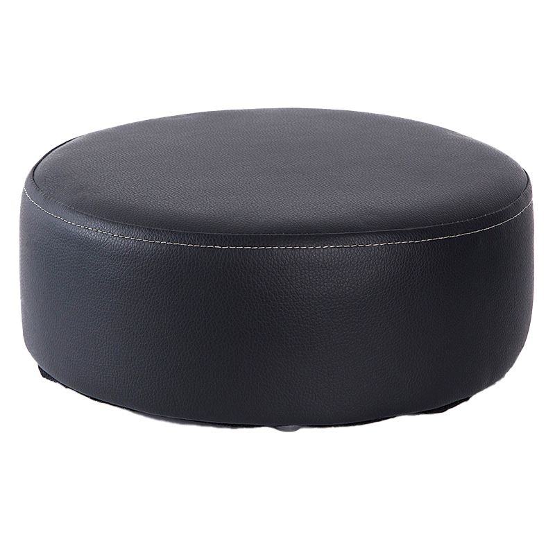 Water Resistant Ottoman Solid Color Faux Leather Round Pouf Ottoman