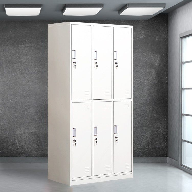 Metal Modern White Wardrobe for Home Matte Finish Cabinet with Hinged Door