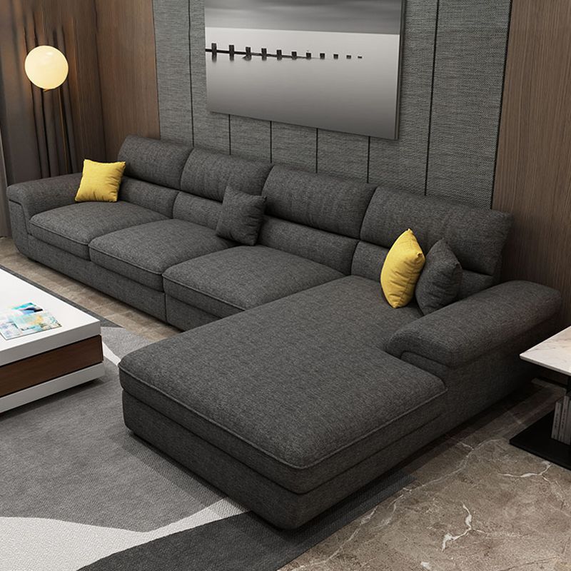 L-Shape Pillowed Back Cushions Sectional Faux Leather/Cottom Blend Sofa and Chaise