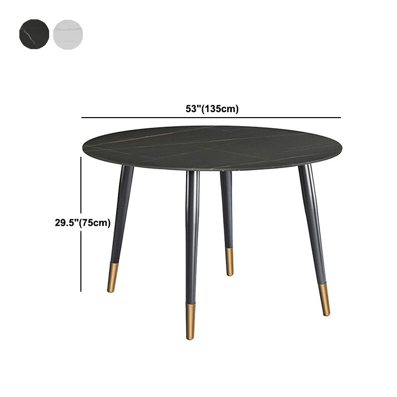 Round Metal 4 Legs Dining Table Black Frame Traditional Luxury Dining Table