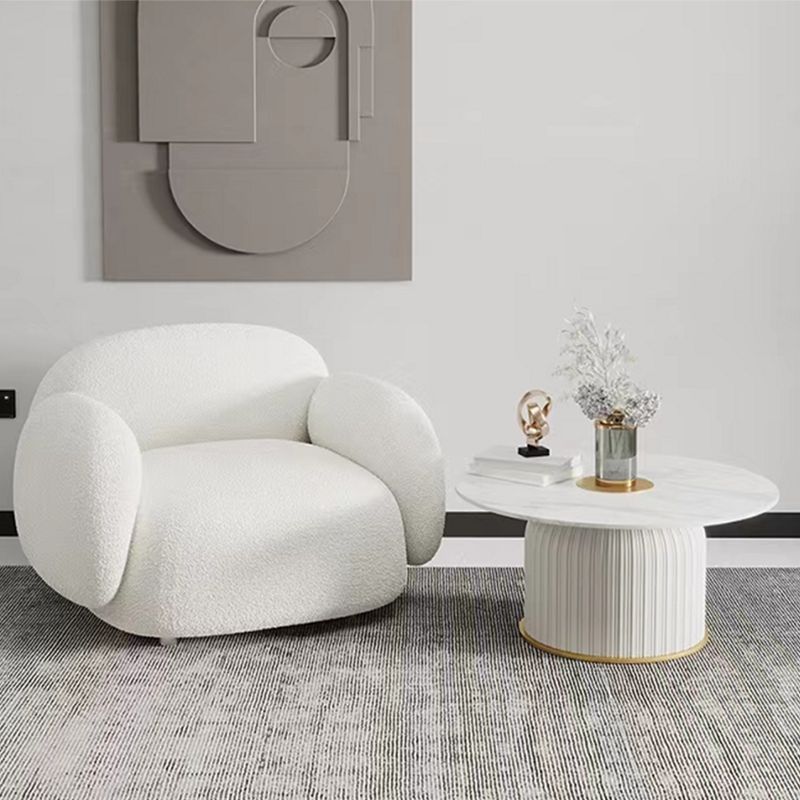 Square Arm Wool Sofa Modern Style 1/2/3-Seater Sofa in White