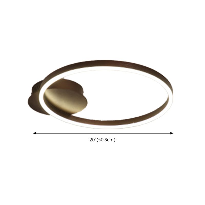 Metal Circular Semi Flush Light Simple Semi Flush Chandelier Lighting in Brown