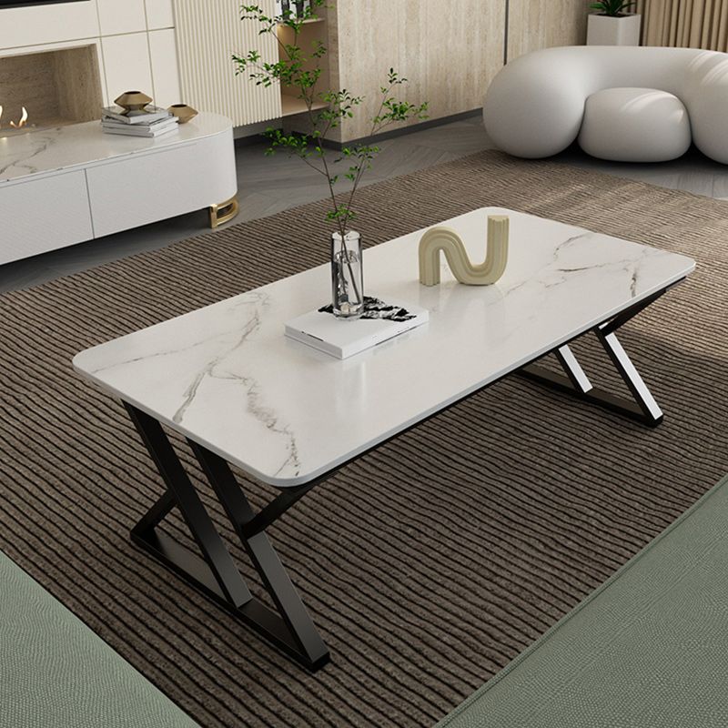 Slate Rectangle Coffee Table Sled Iron Base Type Single Table