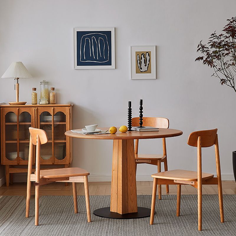 Solid Wood Round Dining Table Simplicity Dining Table with Pedestal Casual