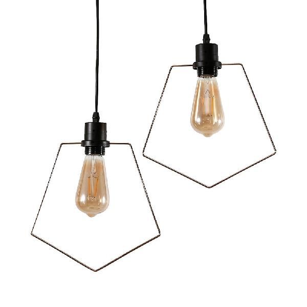 Metall Schwarz/Gold Hängsring/Quadrat/Pentagon Schatten 2/3 Lampen Antike Style Hanging Lampe für Cafés Shop
