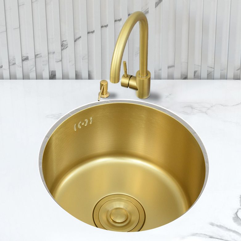 Golden Round Stainless Steel Drop-In Kitchen Sink with Drain Assembly
