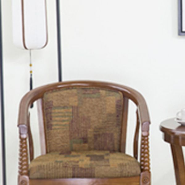 Traditional Arm Chair Upholstered Fabric Dining Chair with Wood Legs