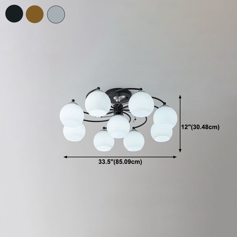 Lámpara de montaje de semi raspadilla de sala de estar de estilo moderno de techo de techo de techo de tono de cúpula