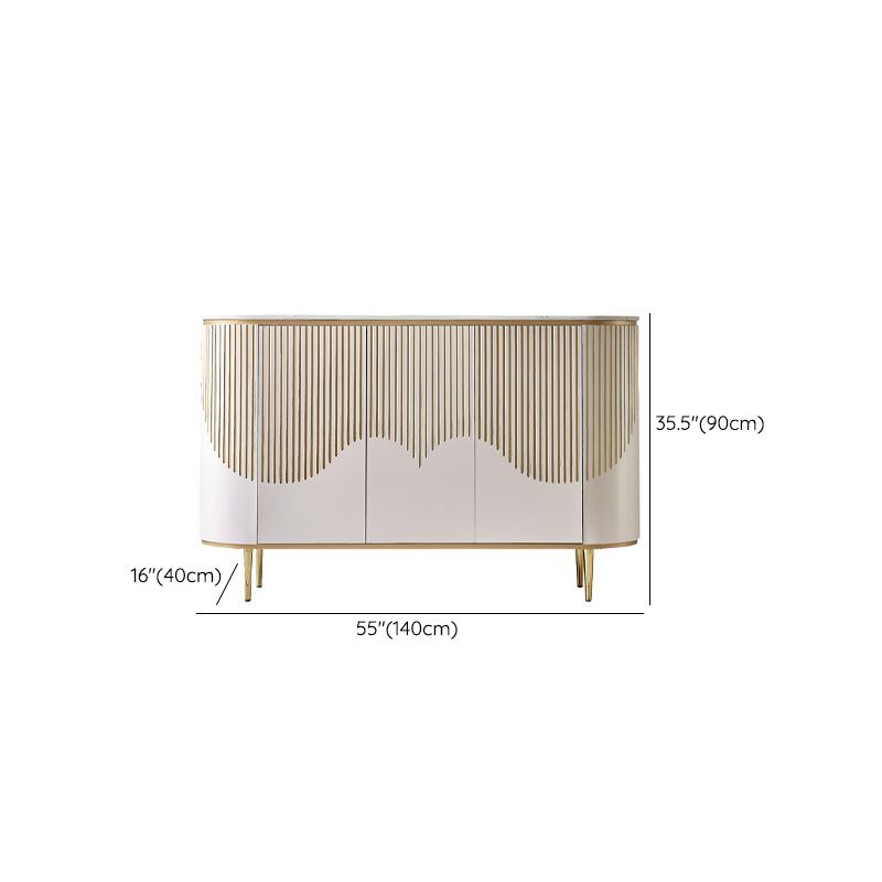 Glam Style Buffet Table Stone Sideboard Table with Doors for Dining Room