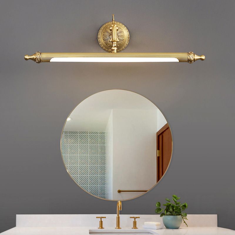 28" Wide Traditional Style LED Vanity Mirror Light Antique Brass Long-strip Wall Lamp for Bathroom